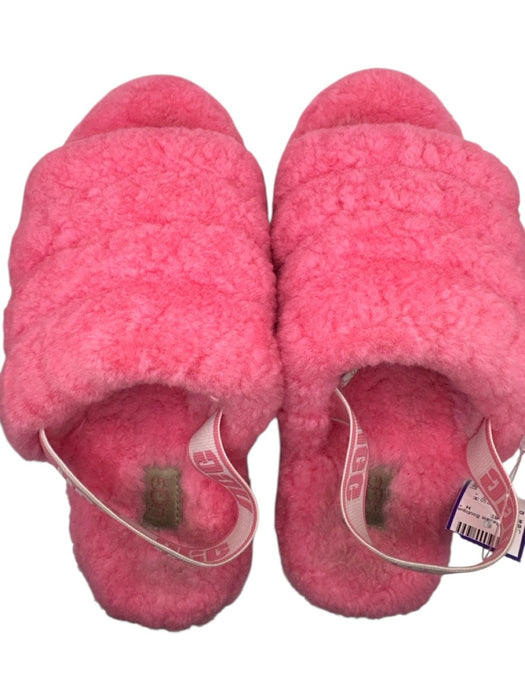 Ugg Shoe Size 8 Pink fuzzy Mule Platform Logo Slippers Pink / 8