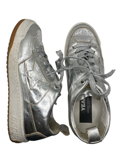 Golden Goose Shoe Size 37 Silver Metallic star Leather Sneakers Silver / 37