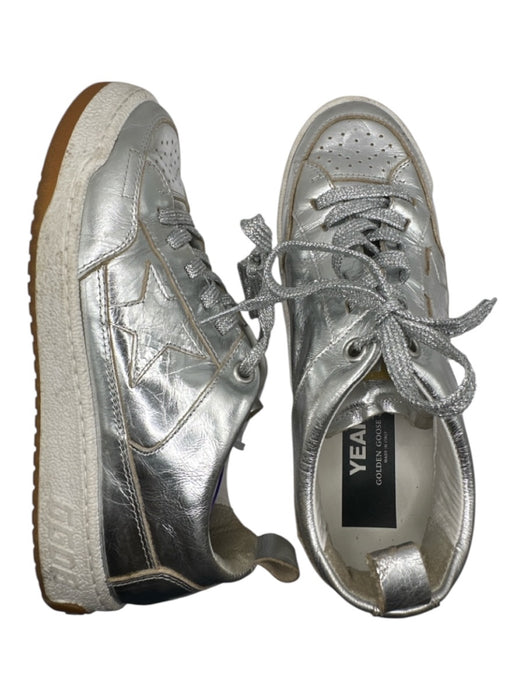 Golden Goose Shoe Size 37 Silver Metallic star Leather Sneakers Silver / 37