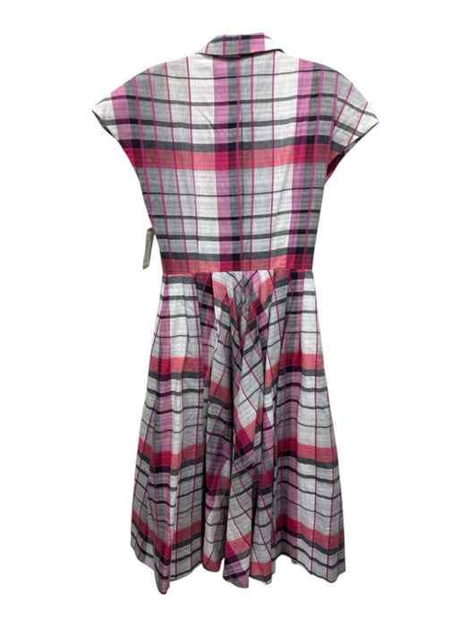 Ginza Maggy Size 7 Pink, Black & White Cotton Blend Plaid Sleeveless Dress Pink, Black & White / 7