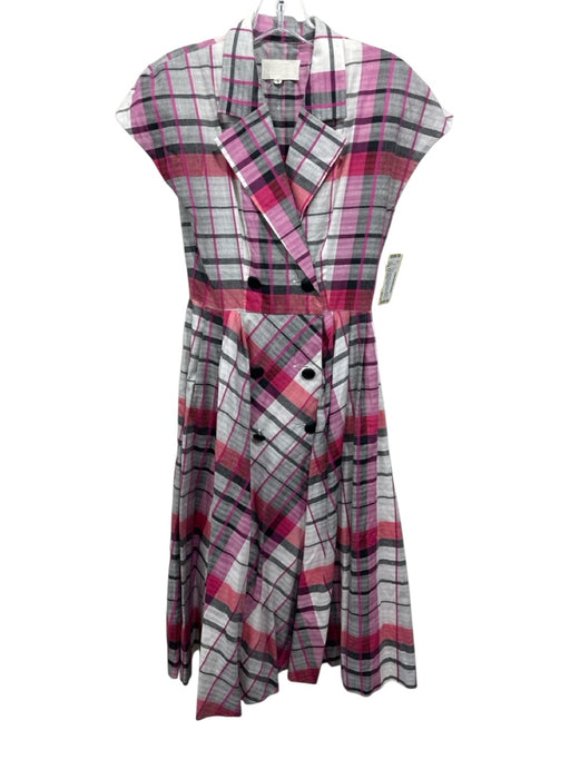 Ginza Maggy Size 7 Pink, Black & White Cotton Blend Plaid Sleeveless Dress Pink, Black & White / 7