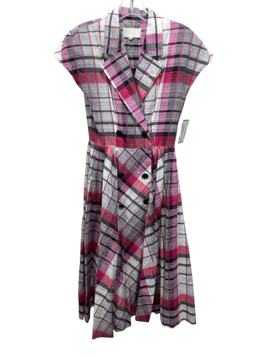 Ginza Maggy Size 7 Pink, Black & White Cotton Blend Plaid Sleeveless Dress Pink, Black & White / 7