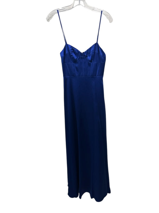Adrianna Adrianna Papell Size 0 Blue Polyester Satin Spaghetti Strap Gown Blue / 0