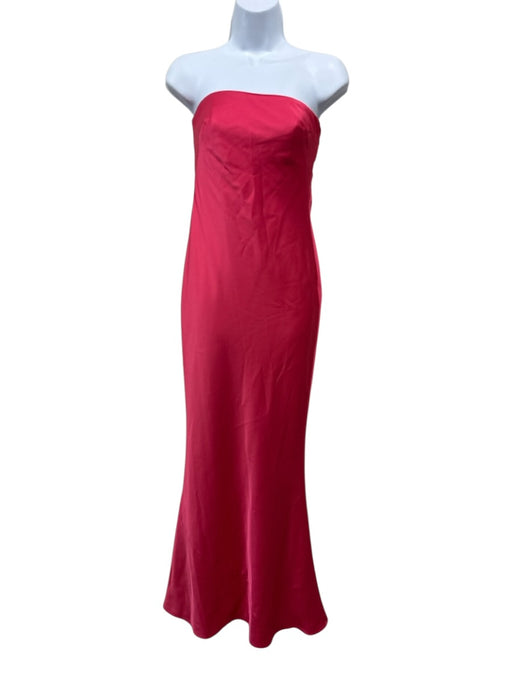 Liv Foster Size 0 Coral Pink Polyester Satin Strapless Back Drape Open Back Gown Coral Pink / 0