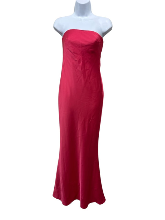 Liv Foster Size 0 Coral Pink Polyester Satin Strapless Back Drape Open Back Gown Coral Pink / 0