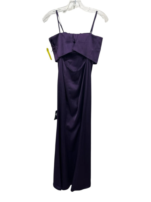 Liv Foster Size 0 Purple Polyester Satin Strapless Back Cut Out Side Zip Gown Purple / 0