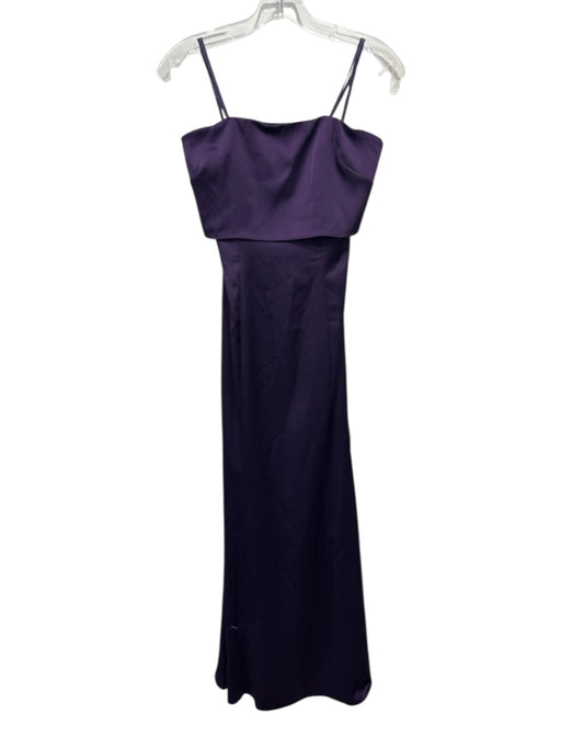 Liv Foster Size 0 Purple Polyester Satin Strapless Back Cut Out Side Zip Gown Purple / 0