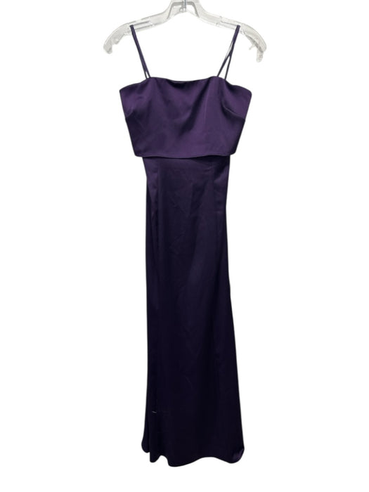 Liv Foster Size 0 Purple Polyester Satin Strapless Back Cut Out Side Zip Gown Purple / 0