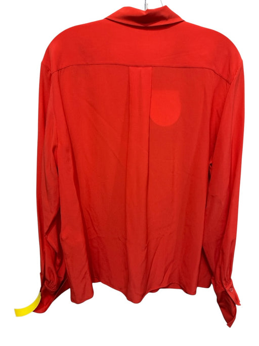 Chloe Size 44 / 8 Orange Silk Long Sleeve Button Up & Collar French Cuff Top Orange / 44 / 8