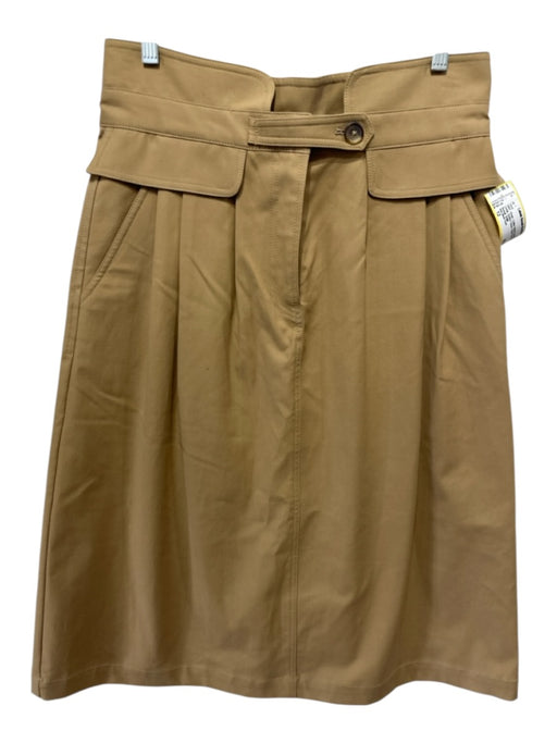 Sea New York Size 12 Khaki Cotton Blend Waistband Detail Button Close Midi Skirt Khaki / 12