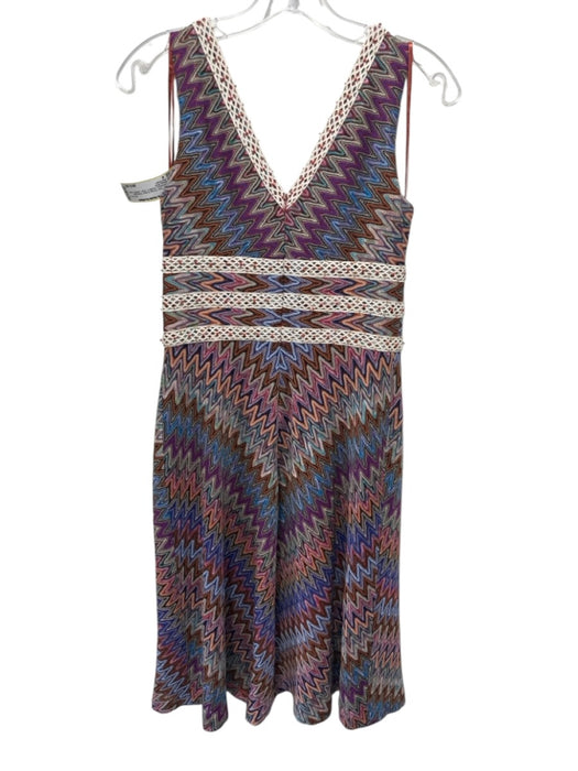 Kay Unger Size 4 Pink, Orange & blue Polyester Sleeveless Double V Swirl Dress Pink, Orange & blue / 4