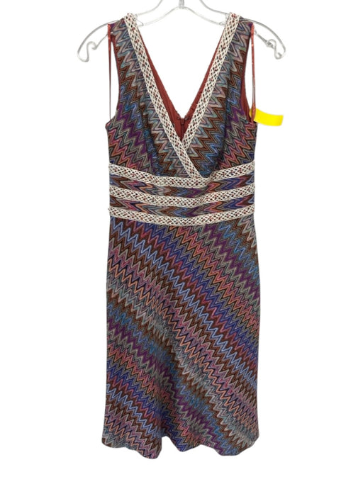 Kay Unger Size 4 Pink, Orange & blue Polyester Sleeveless Double V Swirl Dress Pink, Orange & blue / 4