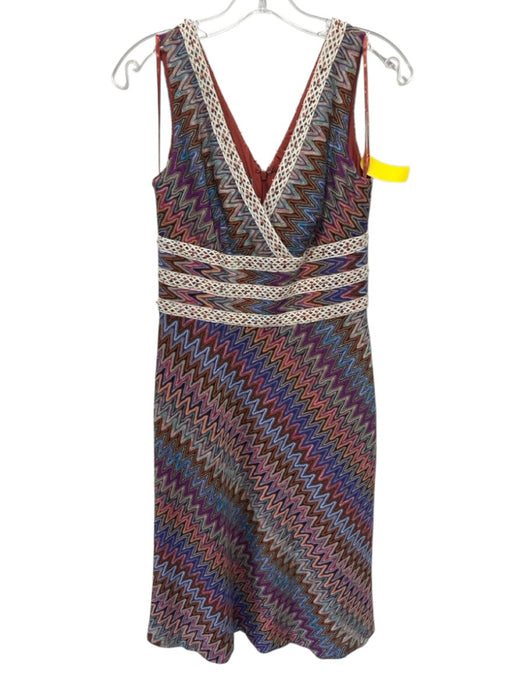 Kay Unger Size 4 Pink, Orange & blue Polyester Sleeveless Double V Swirl Dress Pink, Orange & blue / 4