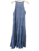 Oliphant Size L Light Blue, Purple & Gold Cotton Sleeveless Vertical Waves Dress Light Blue, Purple & Gold / L