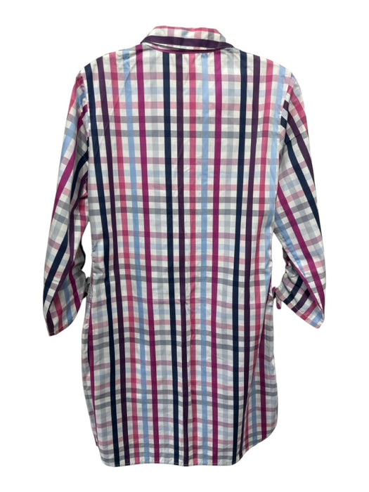 Anne Fontaine Size 40 / s Pink, Navy & Multi Cotton Blend Long Sleeve Dress Pink, Navy & Multi / 40 / s