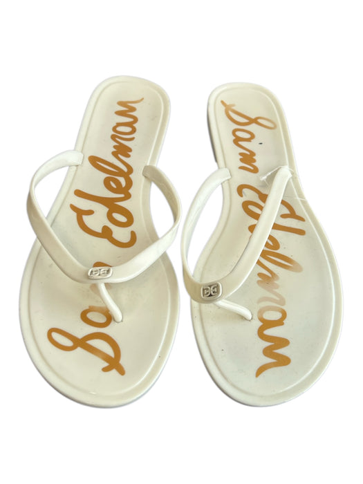 Sam Edelman Shoe Size 11 White Manmade Material Jelly Logo Flat Thong Sandals White / 11