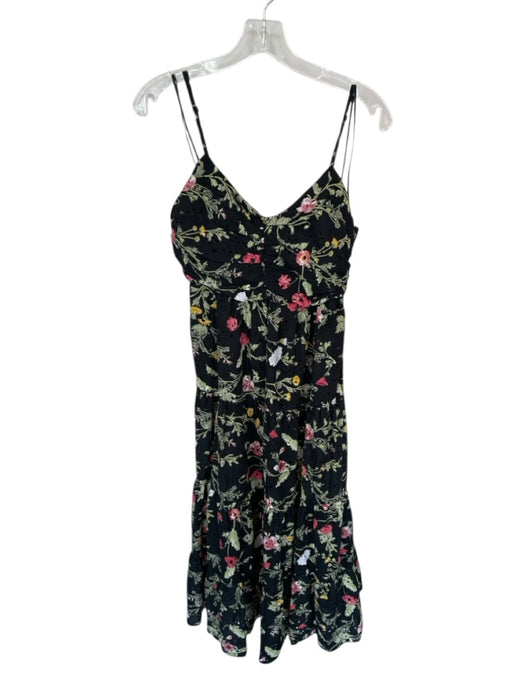 Zara Size S Black & Green Cotton Spaghetti Strap Botanical eyelet Maxi Dress Black & Green / S