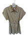 Zara Size S Oatmeal Linen Blend Short Sleeve Button Down Belted Romper Oatmeal / S