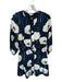 TCEC Size S Navy & Cream Rayon Long Sleeve Poppy Button Down Dress Navy & Cream / S