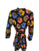 J. Marie Size S Black & Multi Polyester Long Balloon Sleeve Flowers Dress Black & Multi / S