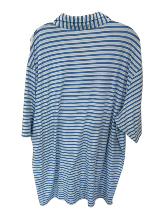 Peter Millar Size XXL Blue & White Polyester Blend Striped Men's Polo Blue & White / XXL