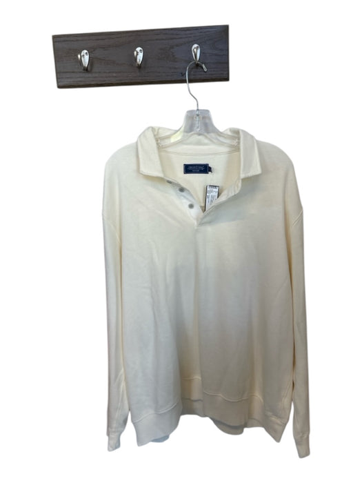 Vineyard vines Cream Cotton Collar Buttons Long Sleeve Men's Pullover Cream / XXL