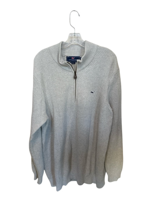 Vineyard vines Light Gray Cotton Knit Half Zip Long Sleeve Men's Pullover Light Gray / XXL