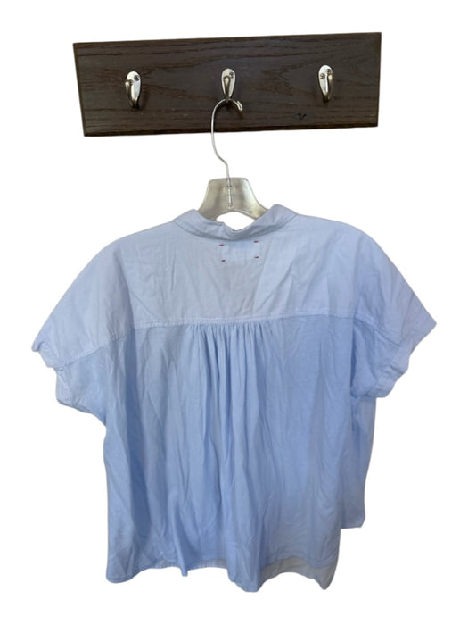 XiRENA Size XS Baby Blue Cotton Cap Sleeve Button Down Collar Top Baby Blue / XS