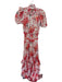Elliatt Size XS Pink Orange & White Polyester Puff Sleeves Ruffle Collar Dress Pink Orange & White / XS