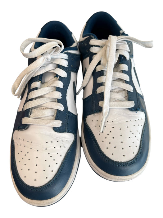 Nike Shoe Size 8 White & Navy Leather Round Toe lace up Low Top Sneaker Shoes White & Navy / 8