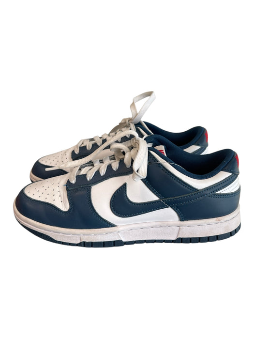 Nike Shoe Size 8 White & Navy Leather Round Toe lace up Low Top Sneaker Shoes White & Navy / 8