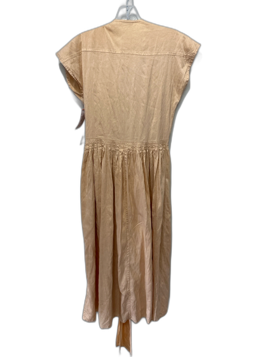 Calypso St. Barth Size S Beige Silk Wrap Sleeveless Pockets Pleated Dress Beige / S