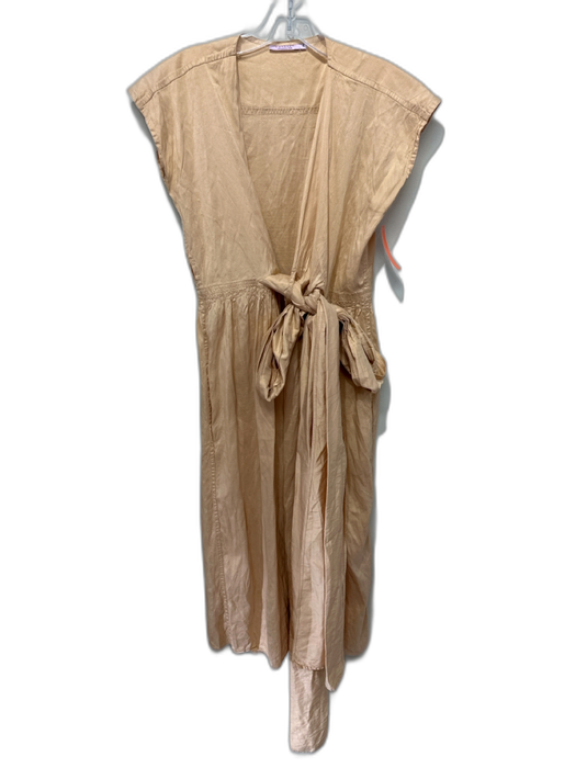 Calypso St. Barth Size S Beige Silk Wrap Sleeveless Pockets Pleated Dress Beige / S