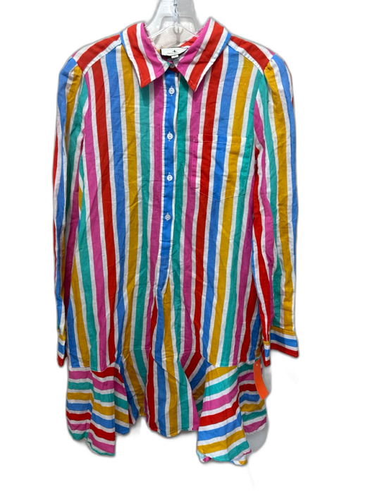 Tuckernuck Size M Multicolor Linen & Cotton Striped Button Front Dress Multicolor / M