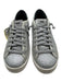 P448 Shoe Size 38 Silver & Gray Leather Upper Glitter Low Top Lace Up Sneakers Silver & Gray / 38