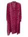 Diane Von Furstenberg Size M Hot Pink & White Polyester Long Sleeve Sheer Dress Hot Pink & White / M