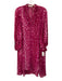 Diane Von Furstenberg Size M Hot Pink & White Polyester Long Sleeve Sheer Dress Hot Pink & White / M
