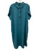 Eileen Fisher Size XL Teal Blue Tencel & Polyester Short Sleeve 1/4 Button Dress Teal Blue / XL