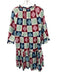 La Double J Size XL White, Blue & Red Cotton Geometric 1/2 Bell Sleeve Dress White, Blue & Red / XL