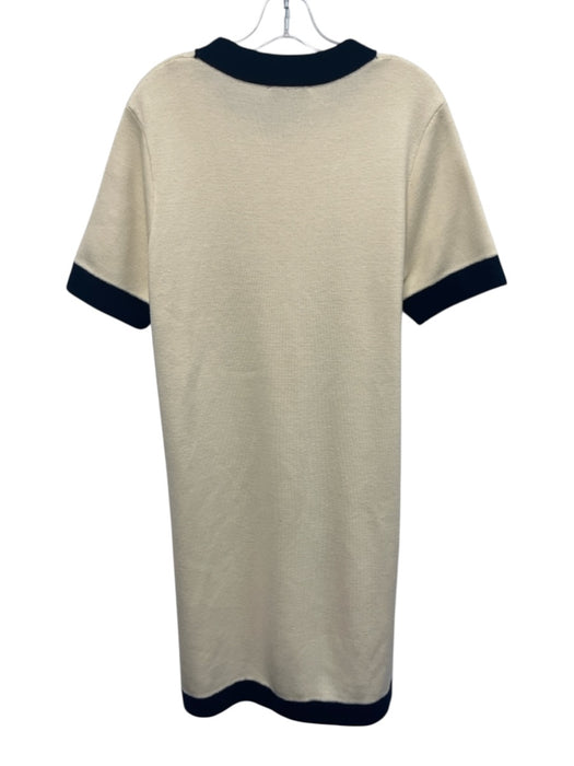Tuckernuck Size Est L Cream White & Navy Blue Polyester & Wool Blend Knit Dress Cream White & Navy Blue / Est L