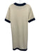 Tuckernuck Size Est L Cream White & Navy Blue Polyester & Wool Blend Knit Dress Cream White & Navy Blue / Est L