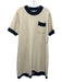 Tuckernuck Size Est L Cream White & Navy Blue Polyester & Wool Blend Knit Dress Cream White & Navy Blue / Est L
