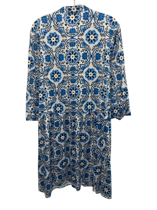 Tuckernuck Size XL Blue & Black Cotton Blend 3/4 Sleeve Button Front Shirt Dress Blue & Black / XL