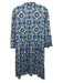 Tuckernuck Size XL Blue & Black Cotton Blend 3/4 Sleeve Button Front Shirt Dress Blue & Black / XL