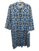 Tuckernuck Size XL Blue & Black Cotton Blend 3/4 Sleeve Button Front Shirt Dress Blue & Black / XL