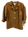 Oscar de la Renta Size S / 6 Tan Brown Cotton & Silk 3/4 Sleeve Pockets Jacket Tan Brown / S / 6