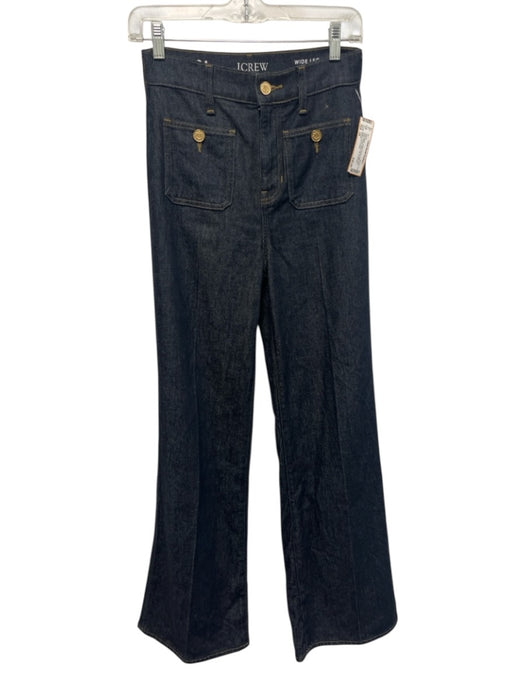 J Crew Size 24 Dark Wash Cotton Denim High Rise Patch Pocket Wide Leg Jeans Dark Wash / 24