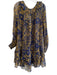 By Anthropologie Size 1X navy & gold Modal Slip Incld Floral Ruffle Detail Dress navy & gold / 1X