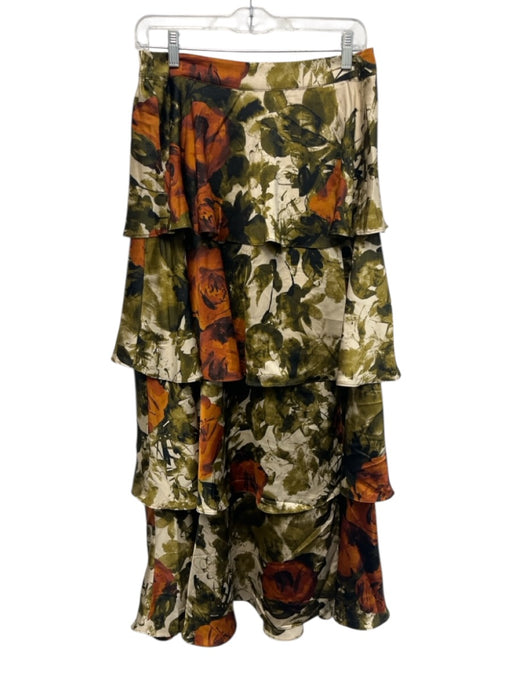 skies are blue Size Medium Green, Orange, White Polyester Elastic Waist Skirt Green, Orange, White / Medium