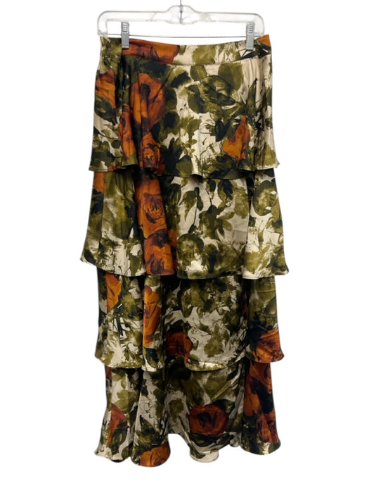 skies are blue Size Medium Green, Orange, White Polyester Elastic Waist Skirt Green, Orange, White / Medium